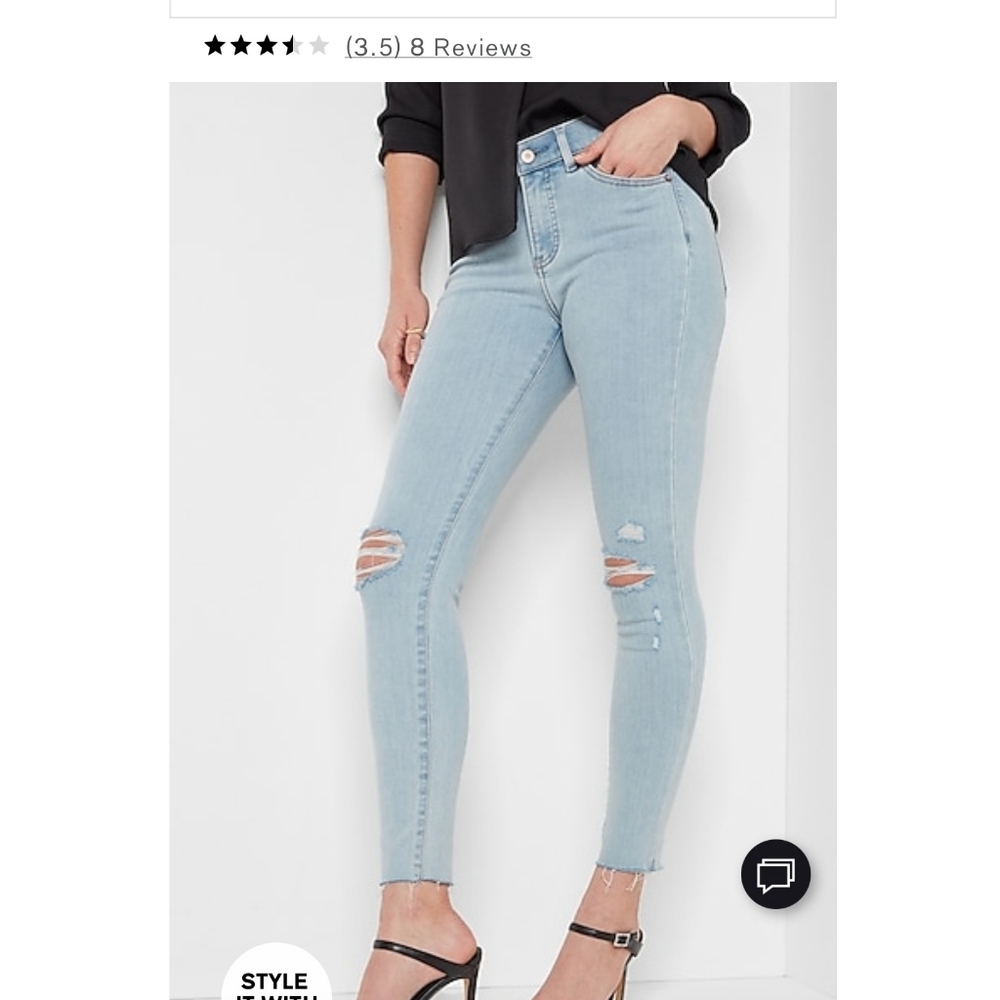 Express Light Wash Low Rise Skinny Distressed Jeans